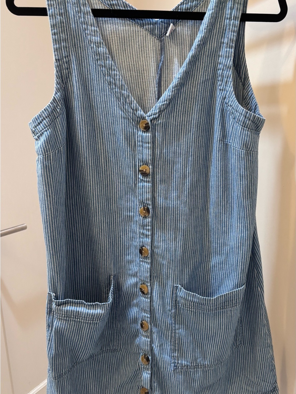 Old Navy Blue and White Striped Button-Front Mini Dress